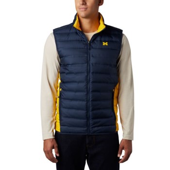 Pánské Vesty Columbia Collegiate Lake 22 Reversible - Michigan Tmavě Blankyt Žluté YSTIDX637